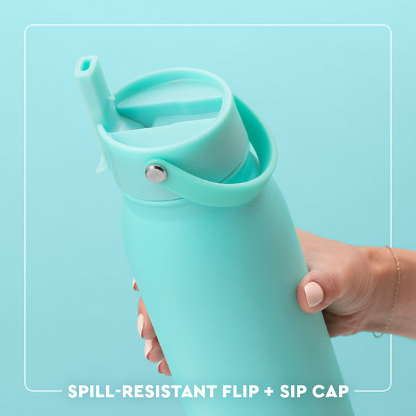 Swig Life Aqua Flip + Sip Straw Cap Lid is spill resistant