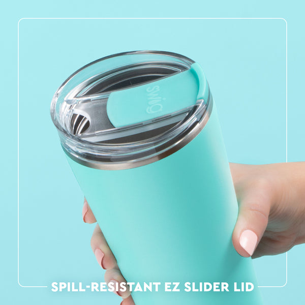 Swig Life EZ Slider Lid animation - spill resistant, removable slider lid