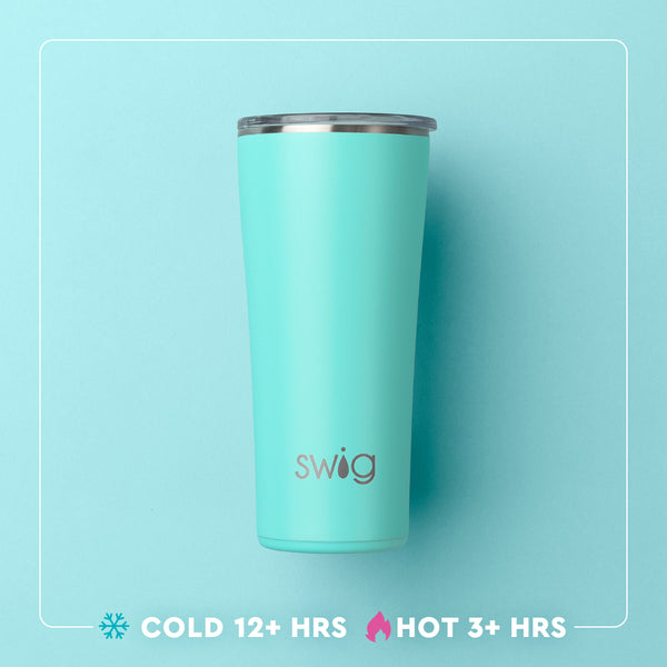 Swig Life 22oz Tumbler temperature infographic - cold 12+ hours or hot 3+ hours