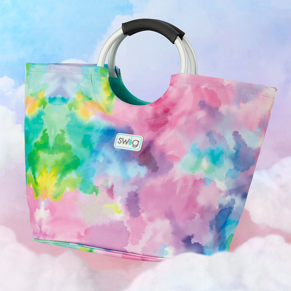 Swig Life Cloud Nine Loopi Tote Bag with handles on a cloud sky background