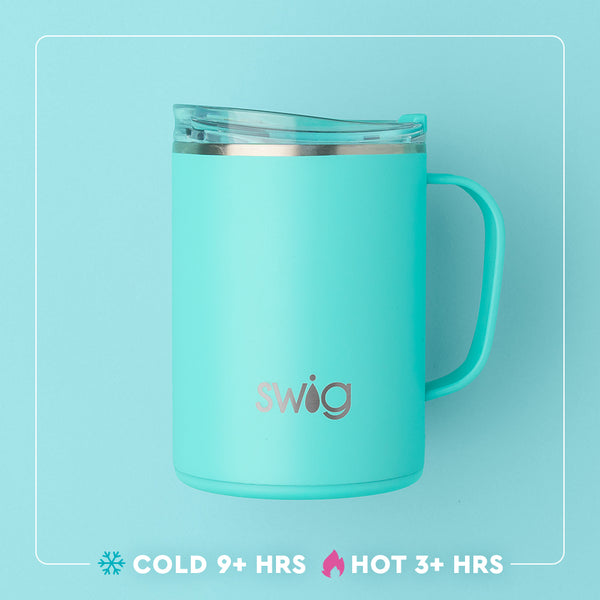 Swig Life 24oz Large Camper Mug temperature infographic - cold 9+ hours or hot 3+ hours