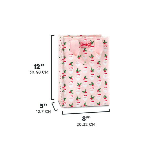 Swig Life Holly Jolly Tall Reusable Bag size scale graphic showing dimensions