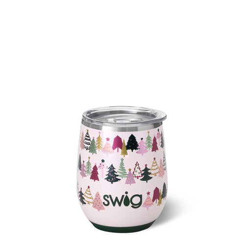 Swig Life 12oz Tinseled Trees Insulated Stemless Wine Cup