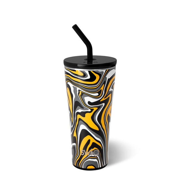 Swig Life 32oz Fanzone Black + Yellow Insulated Straw Tumbler