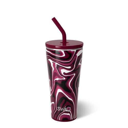 Swig Life 32oz Fanzone Maroon + Black Insulated Straw Tumbler