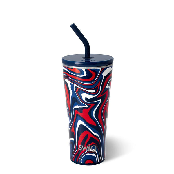 Swig Life 32oz Fanzone Navy + Red Insulated Straw Tumbler