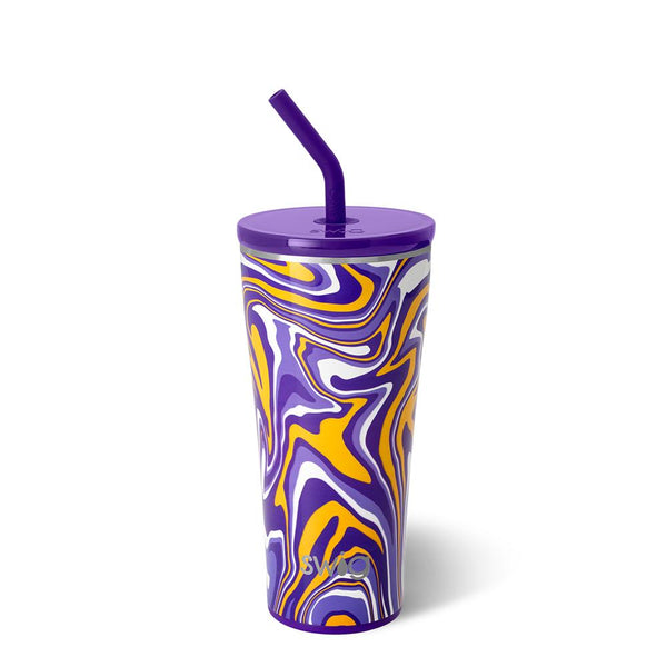 Swig Life 32oz Fanzone Purple + Yellow Insulated Straw Tumbler