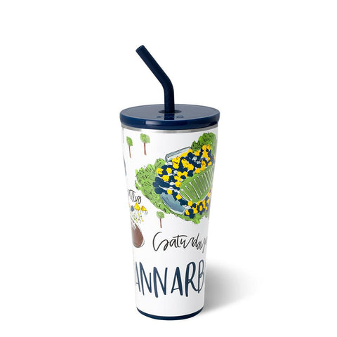 Fanzone Navy + Yellow Straw Tumbler (32oz)