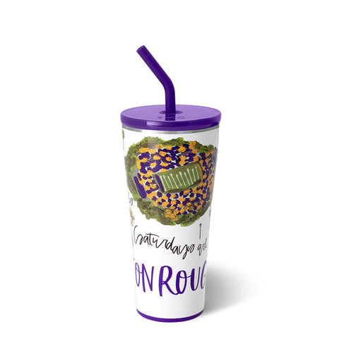 Fanzone Purple + Yellow Straw Tumbler (32oz)