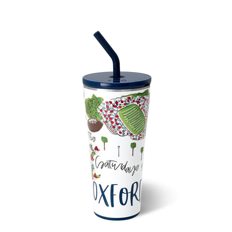 Fanzone Navy + Red Straw Tumbler (32oz)