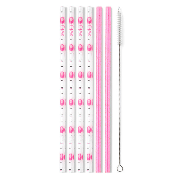 Swig Life Faboolous + Pink Glitter Reusable Straw Set without packaging