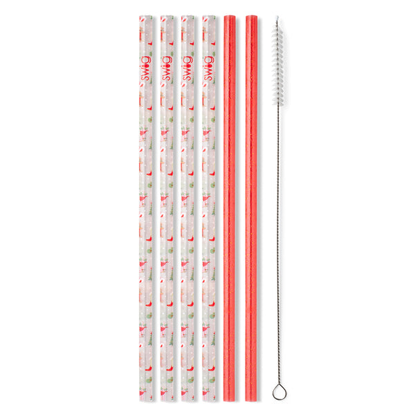 Swig Life Howdy Holidays + Red Glitter Reusable Straw Set without packaging