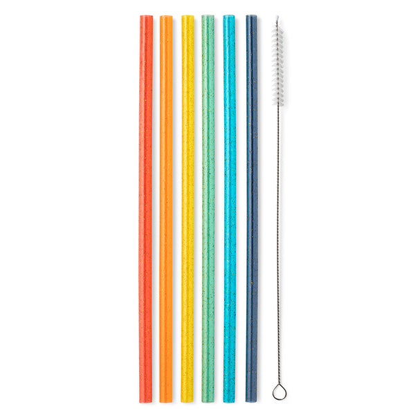 Swig Life Retro Rainbow Glitter Reusable Straw Set without packaging