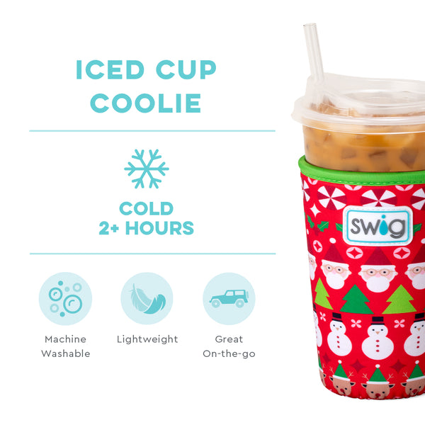 Swig Life Christmas Crew Insulated Neoprene Iced Cup Coolie temperature infographic - cold 2+ hours