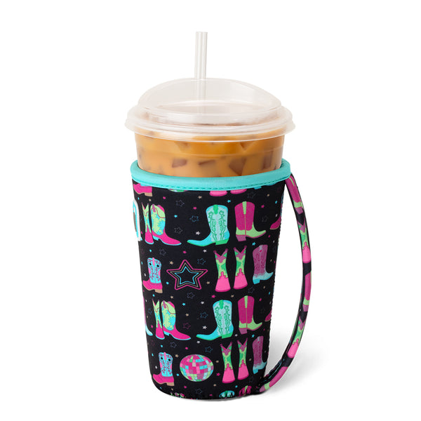 Swig Life Disco Cowgirl Insulated Neoprene Iced Cup Coolie with hand strap