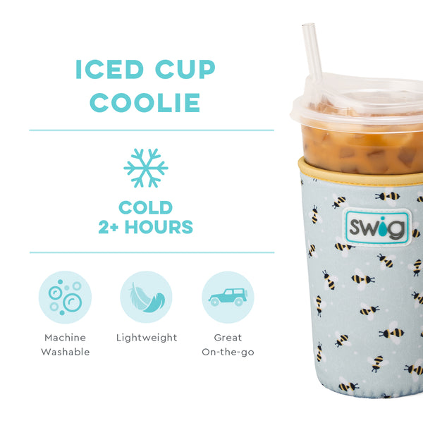 Swig Life Busy Bee Insulated Neoprene Iced Cup Coolie temperature infographic - cold 2+ hours