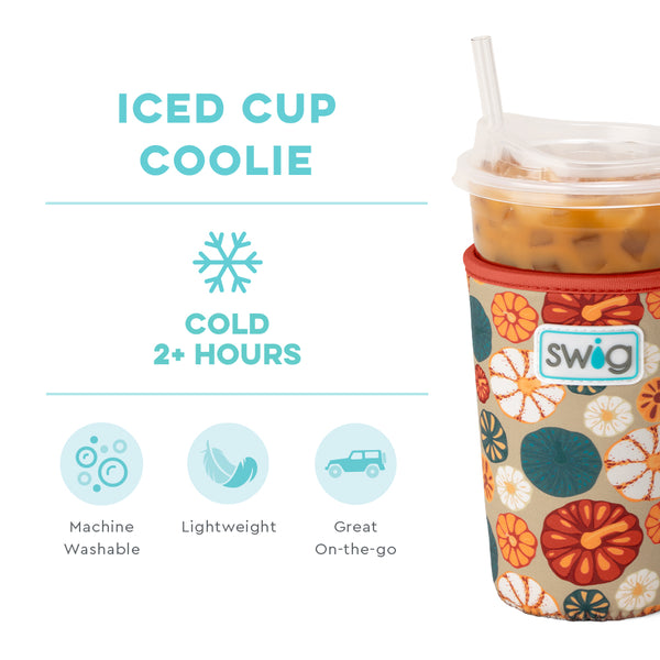 Swig Life Fall Harvest Insulated Neoprene Iced Cup Coolie temperature infographic - cold 2+ hours