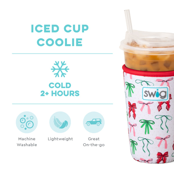 Swig Life Ribbons and Bows Insulated Neoprene Iced Cup Coolie temperature infographic - cold 2+ hours