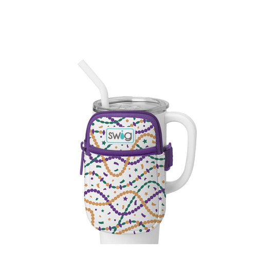 Swig Life Hey Mister Neoprene Mega Mug Pouch with Zipper on a White 40oz Mega Mug