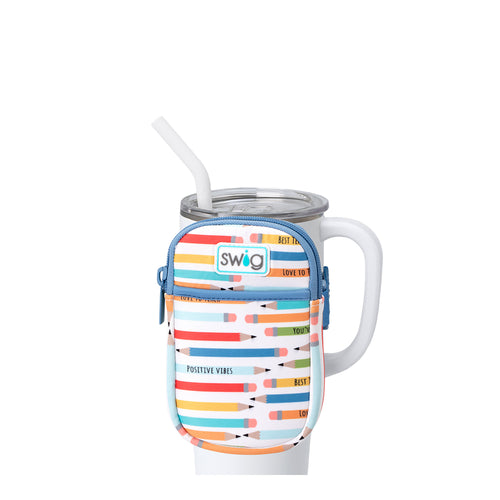 Swig Life Teacher Life Neoprene Mega Mug Pouch with Zipper on a White 40oz Mega Mug