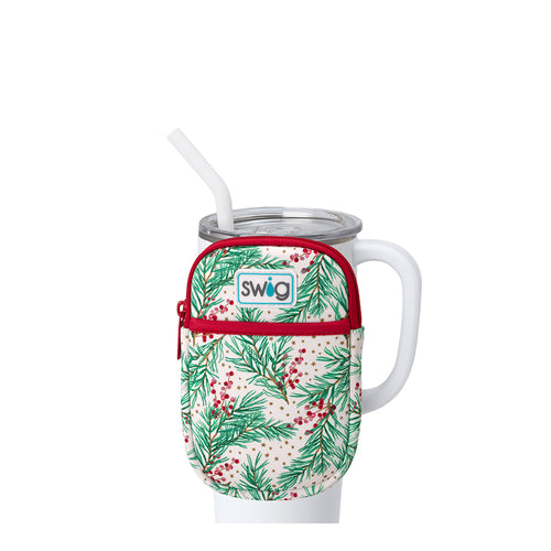 Swig Life Winterberry Neoprene Mega Mug Pouch with Zipper on a White 40oz Mega Mug