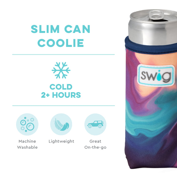 Swig Life Aura Insulated Neoprene Slim Can Coolie temperature infographic - cold 2+ hours