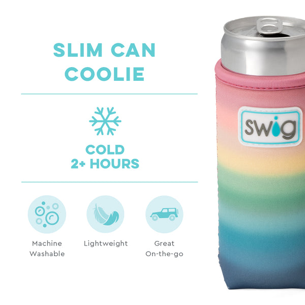 Swig Life Sunset Insulated Neoprene Slim Can Coolie temperature infographic - cold 2+ hours