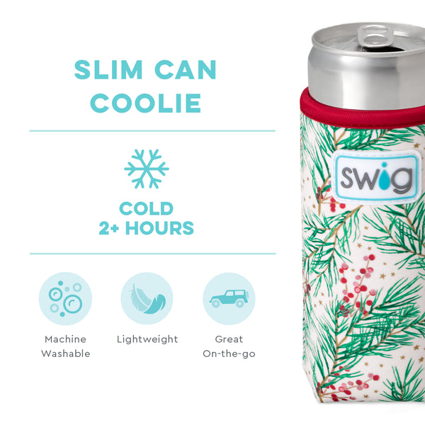 Swig Life Winterberry Insulated Neoprene Slim Can Coolie temperature infographic - cold 2+ hours