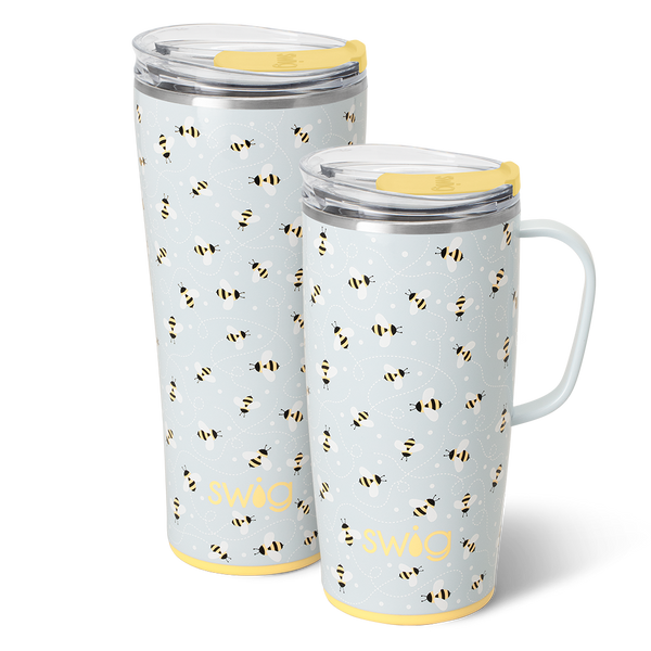 Swig Life Busy Bee XL Set including a 22oz Travel Mug and a 32oz Tumbler