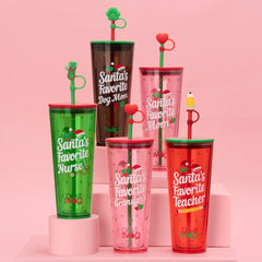 Santa's Favorite Mom Plastic Tumbler 24oz