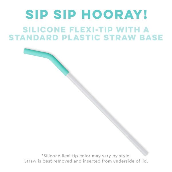 Swig Life Infographic showing Silicone Flexi-Tip reusable straw