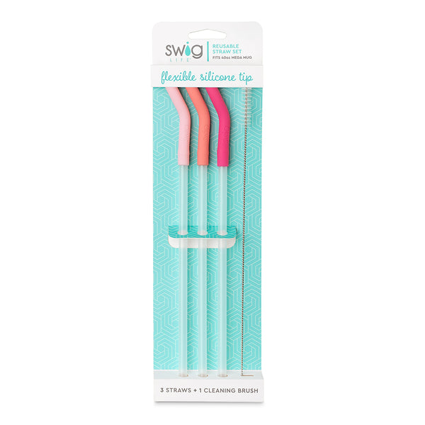 Blush/Coral/Hot Pink Reusable Straw Set (Mega Mugs)