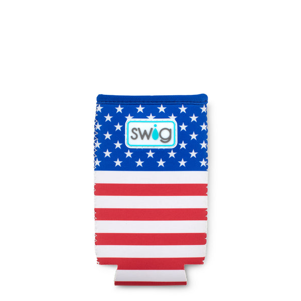 Swig Life All American Insulated Neoprene Slim Can Coolie Flat Lay