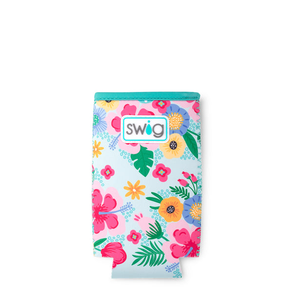 Swig Life Island Bloom Insulated Neoprene Slim Can Coolie Flat Lay