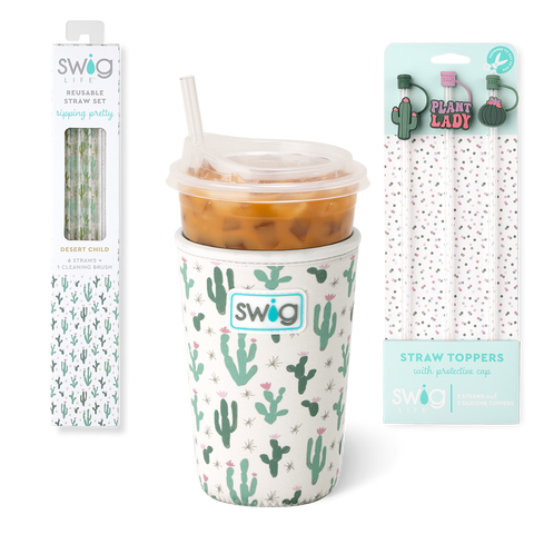 Desert Child + Gold Glitter Reusable Straw Set