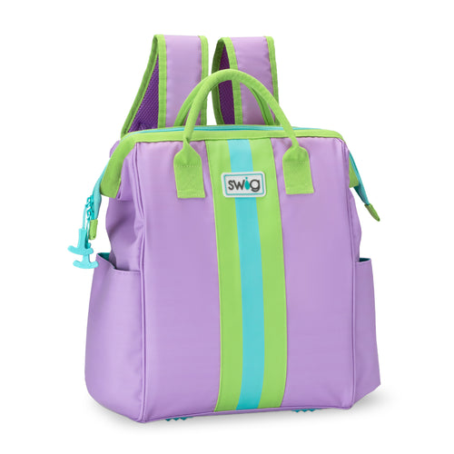 Swig Life Ultra Violet Insulated Packi Backpack Cooler with zipper enclosure, shoulder straps, and top handle