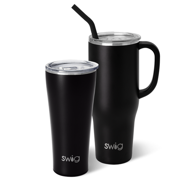 Swig Life Black Mega Set including a 32oz Black Tumbler and a 40oz Black Mega Mug