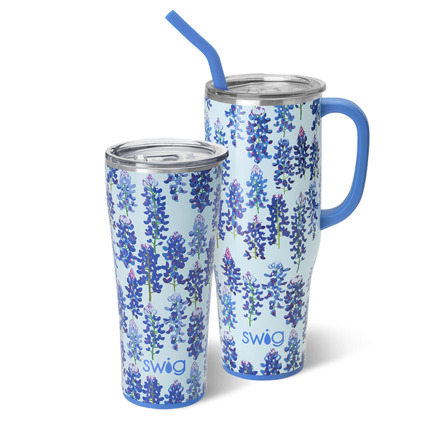 Swig Life Bluebonnet Mega Set including a 32oz Bluebonnet Tumbler and a 40oz Bluebonnet Mega Mug