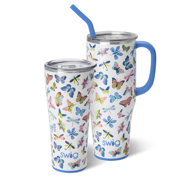 Swig Life Butterfly Bliss Mega Set including a 32oz Butterfly Bliss Tumbler and a 40oz Butterfly Bliss Mega Mug