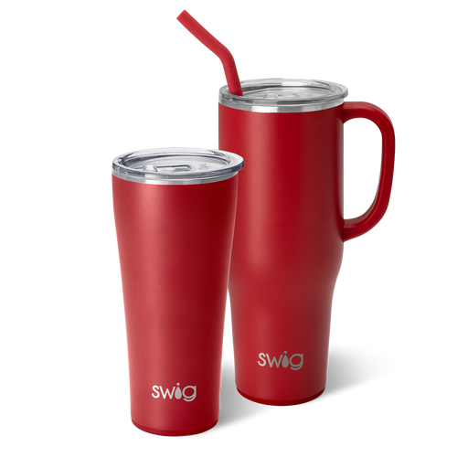 Swig Life Crimson Mega Set including a 32oz Crimson Tumbler and a 40oz Crimson Mega Mug