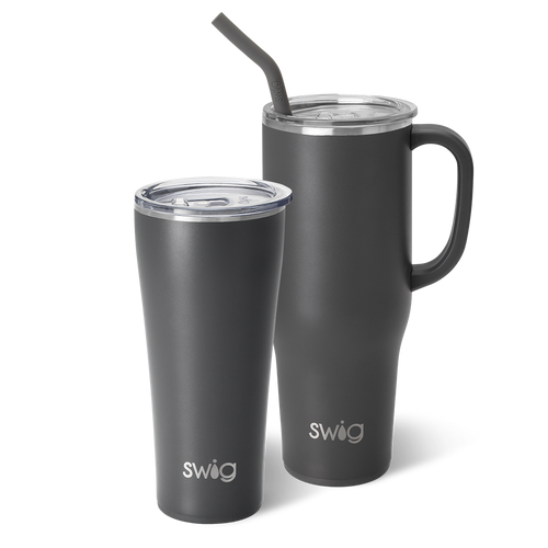 Swig Life Grey Mega Set including a 32oz Grey Tumbler and a 40oz Grey Mega Mug