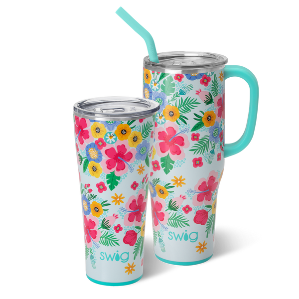 Swig Life Island Bloom Mega Set including a 32oz Island Bloom Tumbler and a 40oz Island Bloom Mega Mug