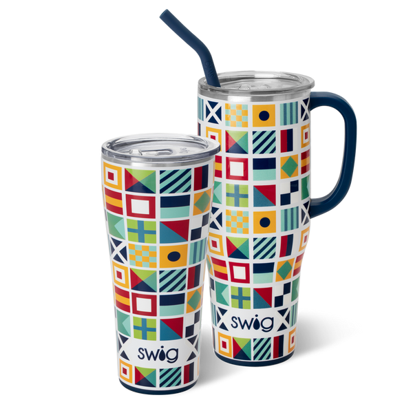 Swig Life Nauti Girl Mega Set including a 32oz Nauti Girl Tumbler and a 40oz Nauti Girl Mega Mug