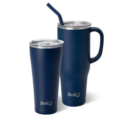 Swig Life Navy Mega Set including a 32oz Navy Tumbler and a 40oz Navy Mega Mug