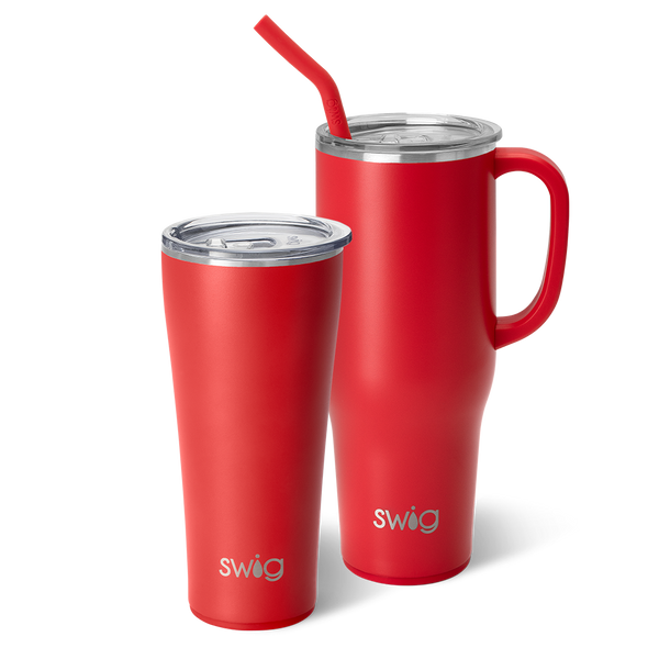 Swig Life Red Mega Set including a 32oz Red Tumbler and a 40oz Red Mega Mug