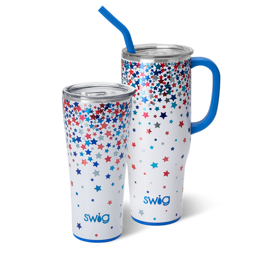 Swig Life Star Spangled Mega Set including a 32oz Star Spangled Tumbler and a 40oz Star Spangled Mega Mug