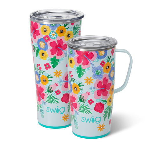 Swig Life Island Bloom XL Set including a 22oz Island Bloom Travel Mug and a 32oz Island Bloom Tumbler