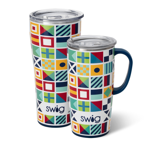 Swig Life Nauti Girl XL Set including a 22oz Nauti Girl Travel Mug and a 32oz Nauti Girl Tumbler