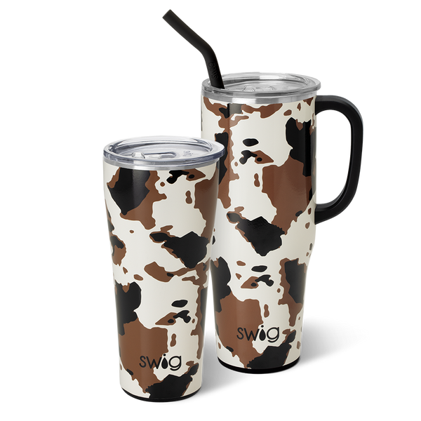 Swig Life Hayride Cow Print Mega Set including a 32oz Hayride Tumbler and a 40oz Hayride Mega Mug