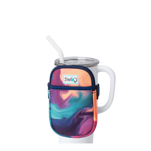 Swig Life Aura Neoprene Mega Mug Pouch with Zipper on a White 40oz Mega Mug